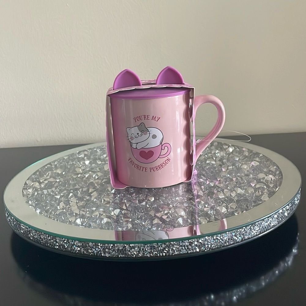 New Eccolo kitty cat mug with silicone cat ear lid you’re my favorite purrrson